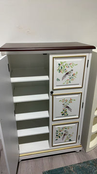 Vintage Meadow Hand-Painted Shoe Cabinet