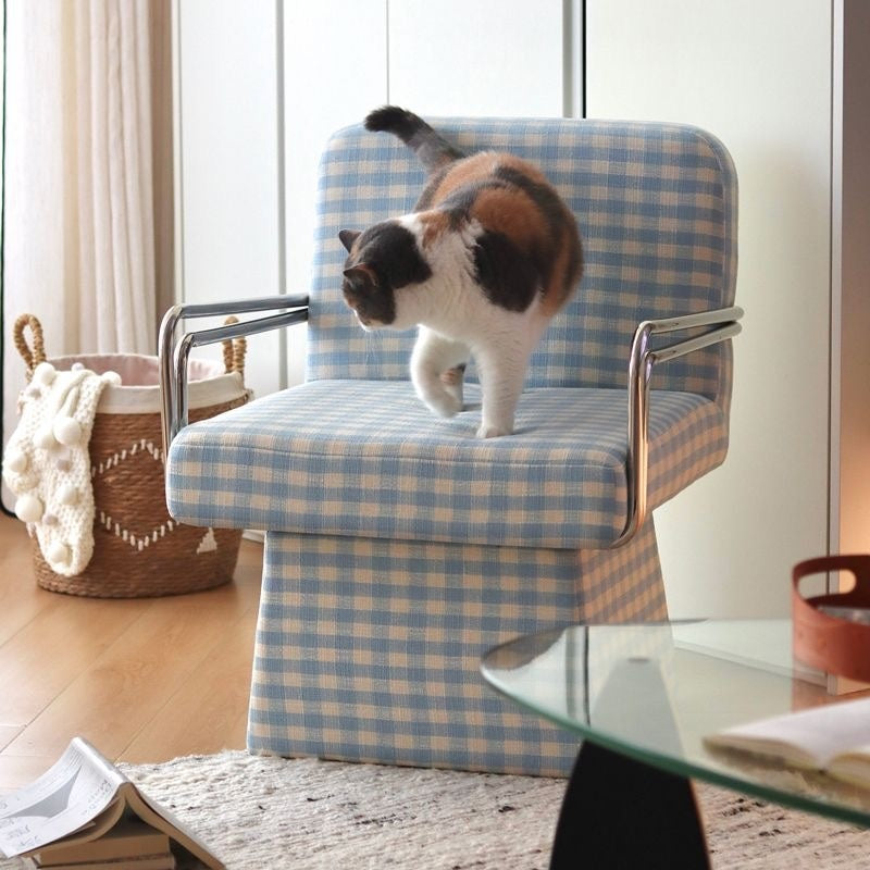 Skyline Check Swivel Accent Chair