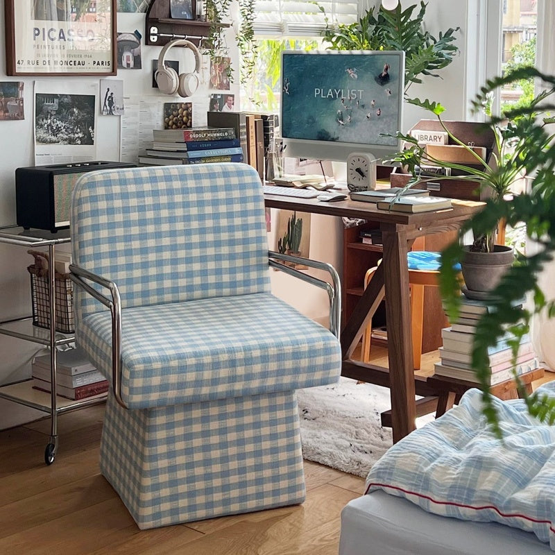 Skyline Check Swivel Accent Chair
