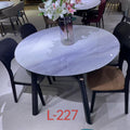 Marble Round Dining Table with Black Legs#L-227